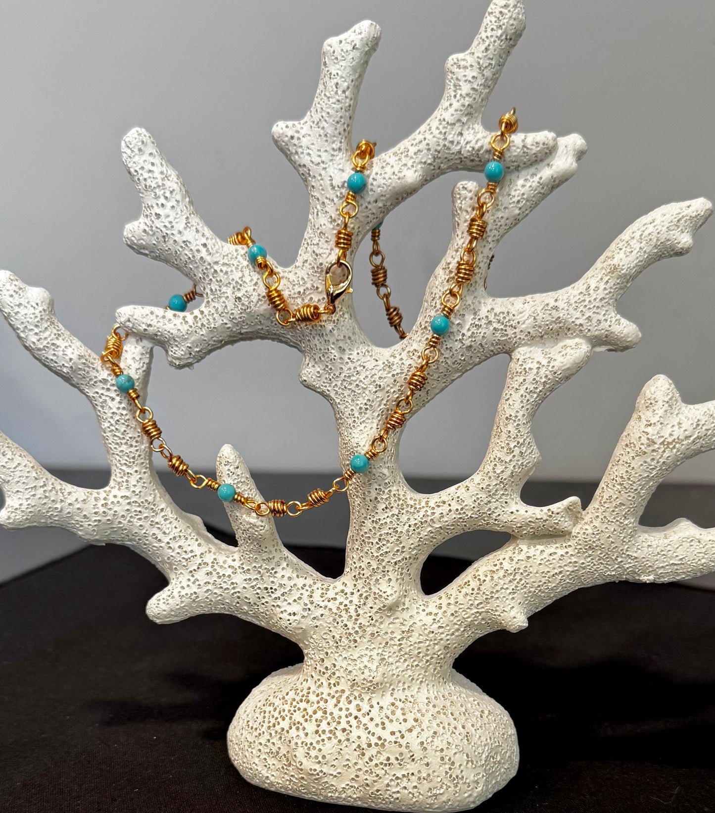 14K Gold Plated Necklace with Turquoise Gemstone Bead