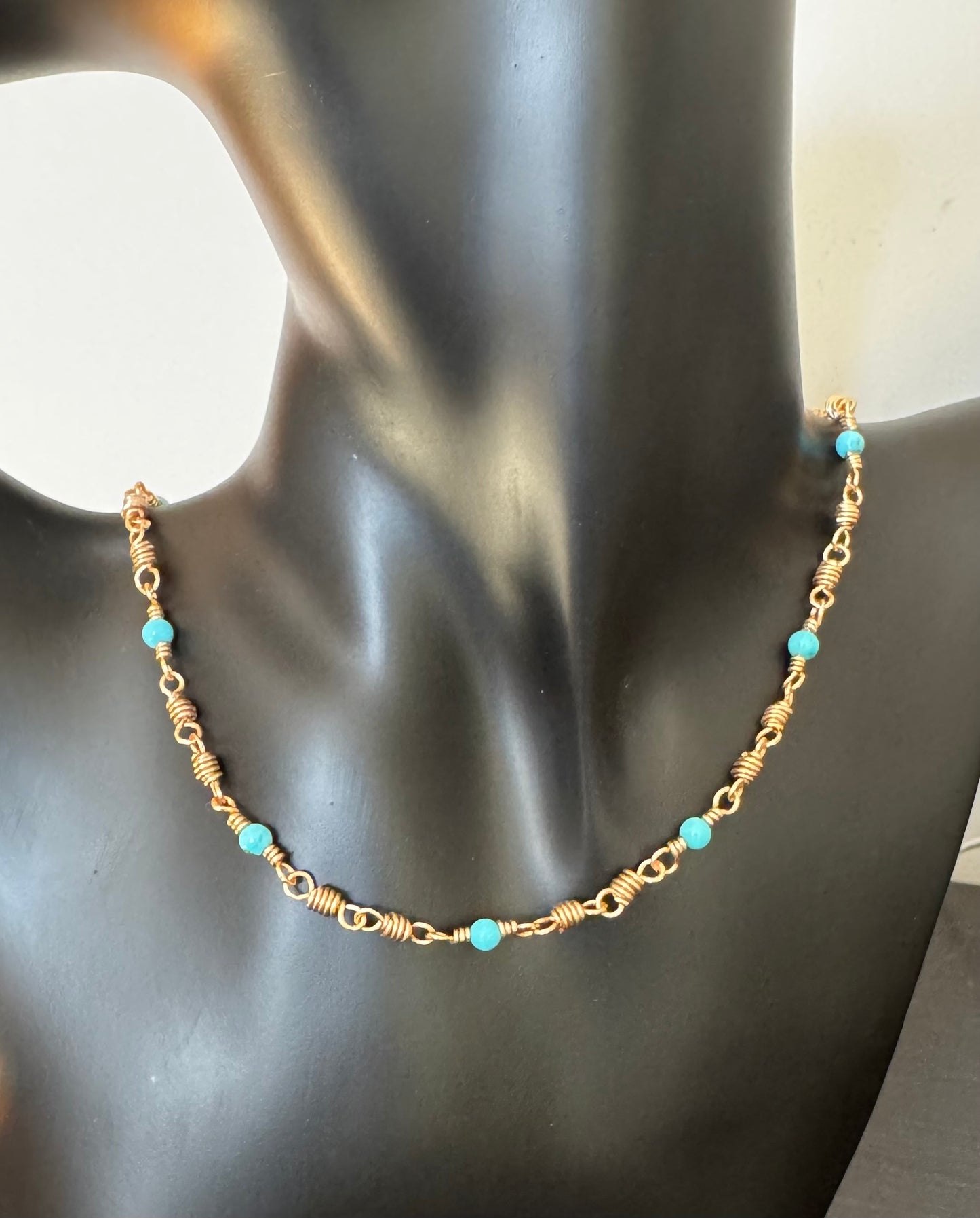 14K Gold Plated Necklace with Turquoise Gemstone Bead