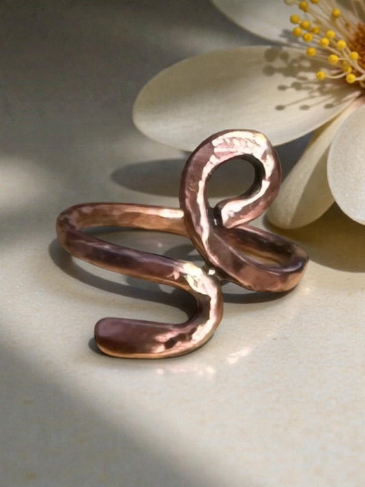 Copper Hammered Minimalist Ring