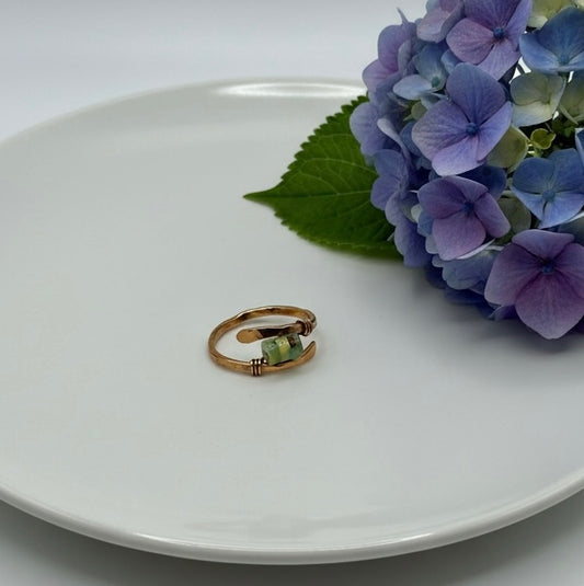 Copper Ring W/ Blue Sea Imperial Jasper