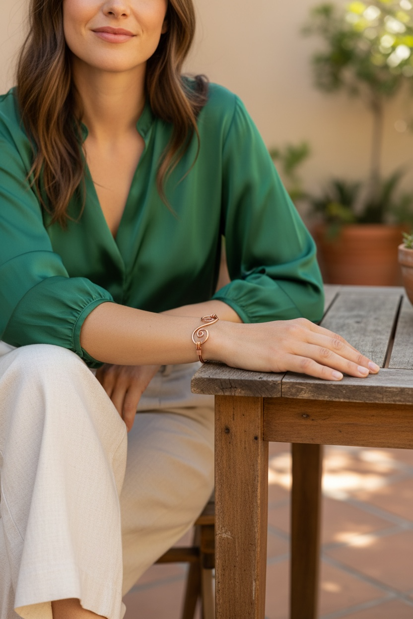 Copper - Spiral Bangle Bracelet