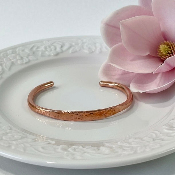 Copper - Hammered Minimalist Cuff Bracelet