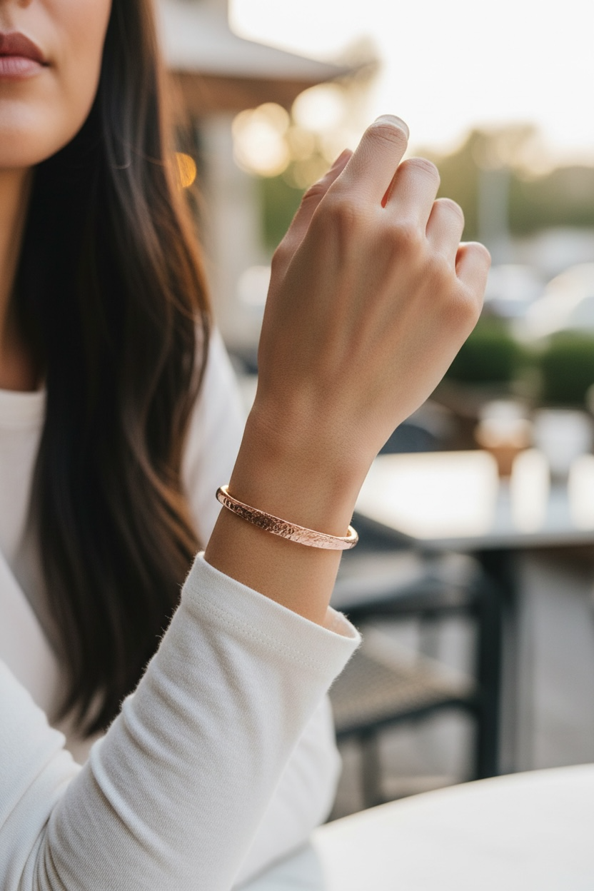 Copper - Hammered Minimalist Cuff Bracelet