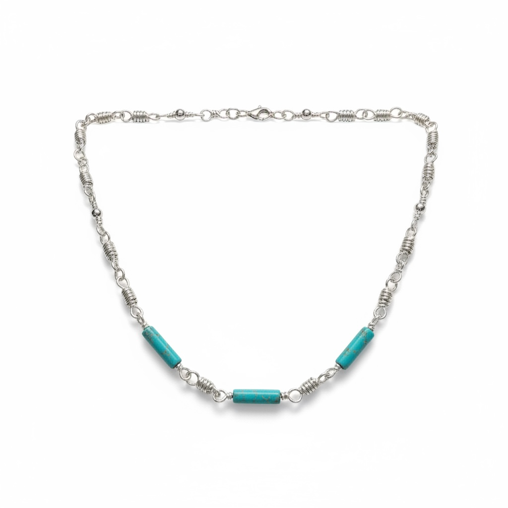 Sterling Silver Filled Necklace with Blue Imperial Jasper