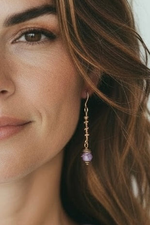 Copper Mystic Vine in Amethyst, Turquoise, Garnet Color Crystal, Jadeite and Blue Imperial Jasper